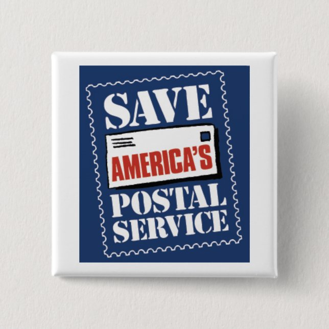 Save America's Postal Service 2 Inch Square Button (Front)