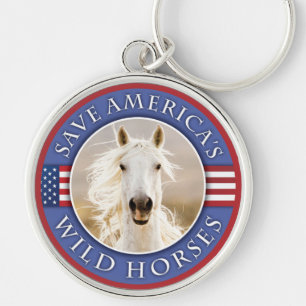 Save America's Wild Horses Round Keychain
