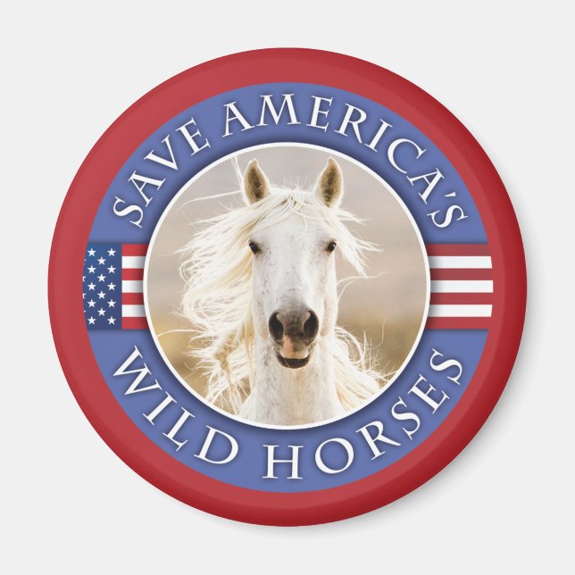 Save America's Wild Horses Round Magnet (Front)