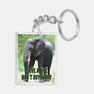 Save an Elephant's Life, Don't Buy Ivory Keychain