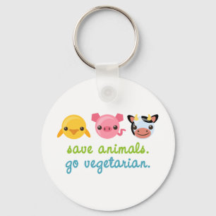 Save Animals Go Vegetarian Keychain