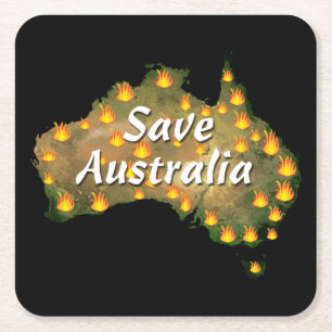 Save Australia From Bushfire Disaster Square Paper Coaster