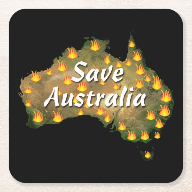 Save Australia From Bushfire Disaster Square Paper Coaster (Front)