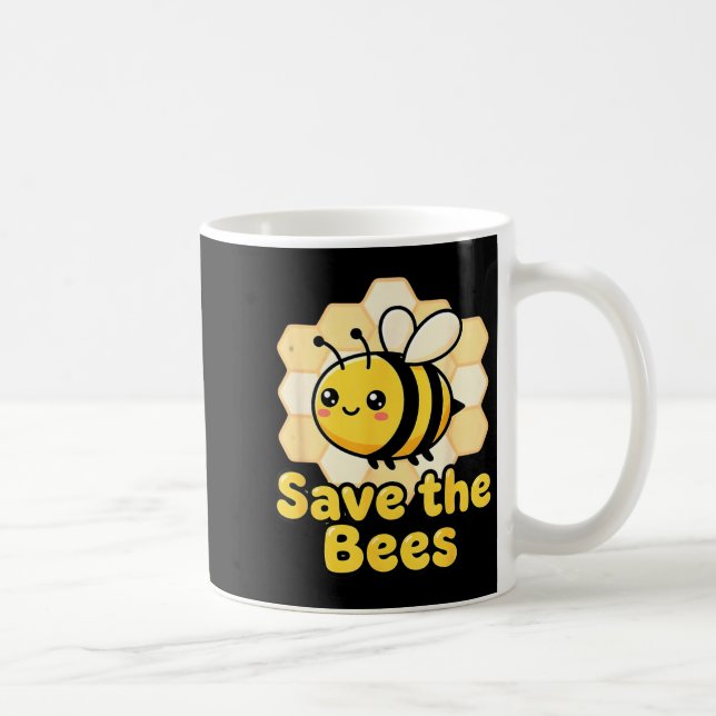 Save Bees Cute Bee Honeycomb Environmental Earth Coffee Mug (Right)