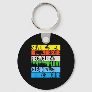Save Bees Rescue Animals Clean Seas Earth Day Keychain