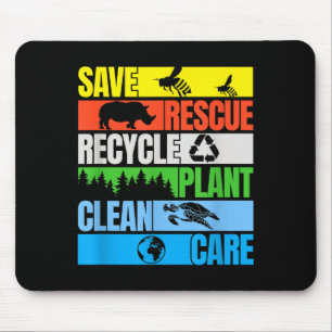 Save Bees Rescue Animals Clean Seas Earth Day Mouse Pad