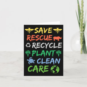 Save Bees Rescue Animals Recycle Earth Day Men Wom Card