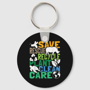 Save Bees Rescue Animals Recycle Plastic - Earth D Keychain
