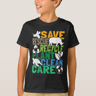 Save Bees Rescue Animals Recycle Plastic - Earth D T-Shirt