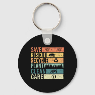 Save Bees Rescue Animals Recycle Plastic Earth Day Keychain