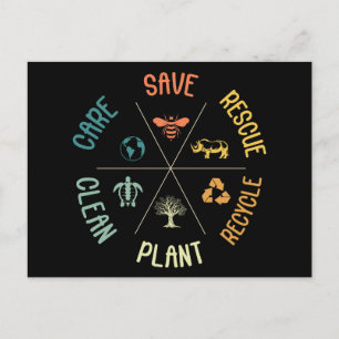 Save Bees Rescue Animals Recycle Plastic Earth Day Postcard