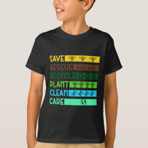 Save Bees Rescue Animals Recycle Plastic Earth Day T-Shirt