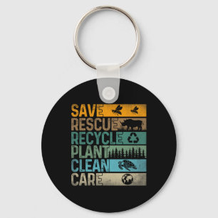 Save Bees Rescue Animals Recycle Plastics Fun Eart Keychain