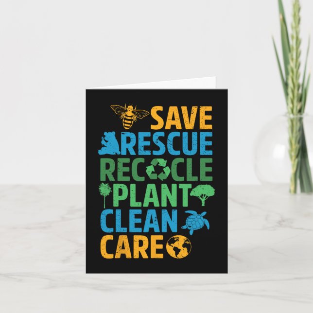 Save Bees Rescue Animals Recycle Plastict Earth Da Card (Front)