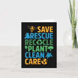 Save Bees Rescue Animals Recycle Plastict Earth Da Card