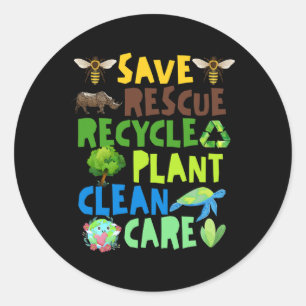 Save Bees Rescue Animals Recycle Plastict Earth Da Classic Round Sticker
