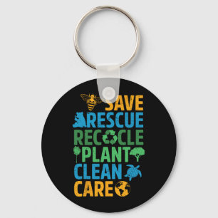 Save Bees Rescue Animals Recycle Plastict Earth Da Keychain