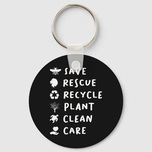 Save Bees Rescue Lions Recycle Plastic Save Our Ea Keychain (Front)