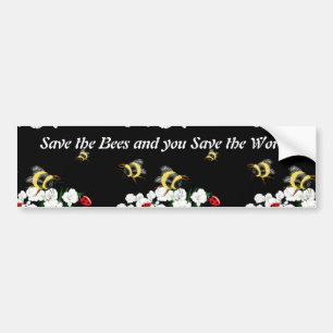 SAVE BEES save world - bee ladybug art Bumper Sticker