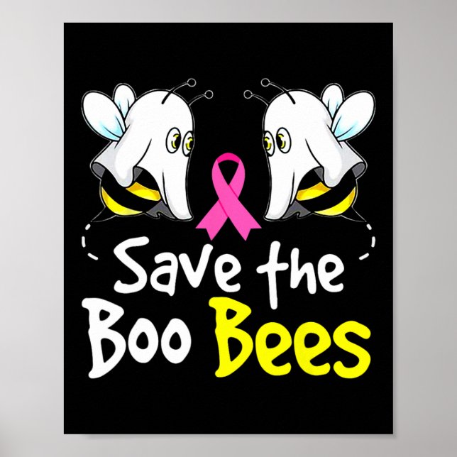 Save Boo Bees Fun Breast Cancer Awareness Hallowee Poster (Front)