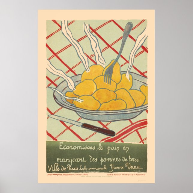 Save bread by eating potatoes - French Poster (Front)