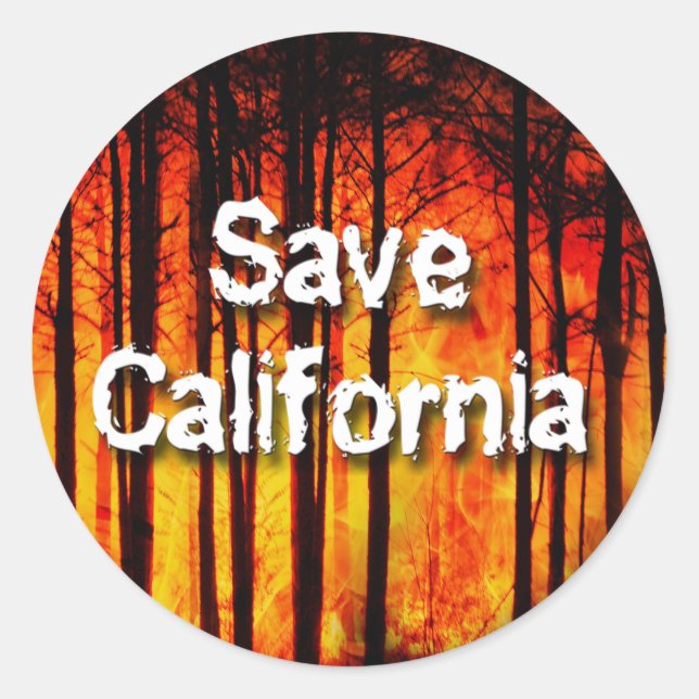 Save California from Wildfires Classic Round Sticker (Front)