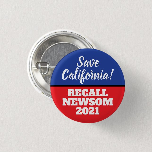 Save California Recall Newsom Election 1 Inch Round Button (Front & Back)
