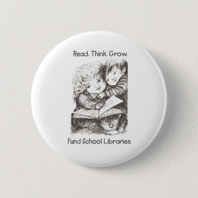 Save California School Libraries - Aliki B & W 2 Inch Round Button (Front)