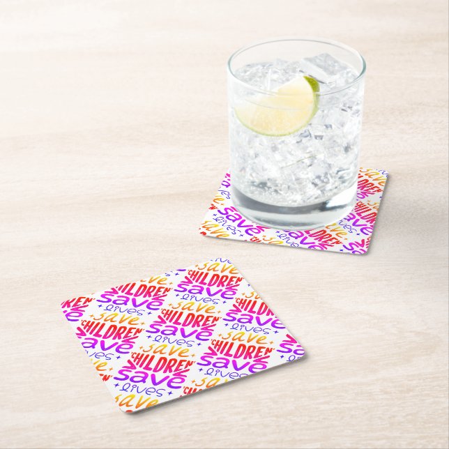 Save Children, Save Lives Paper Coaster (Insitu)