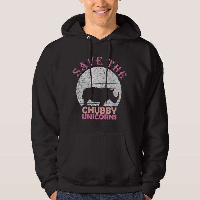 Save Chubby Unicorn Floral Rhino Gift Hoodie (Front)
