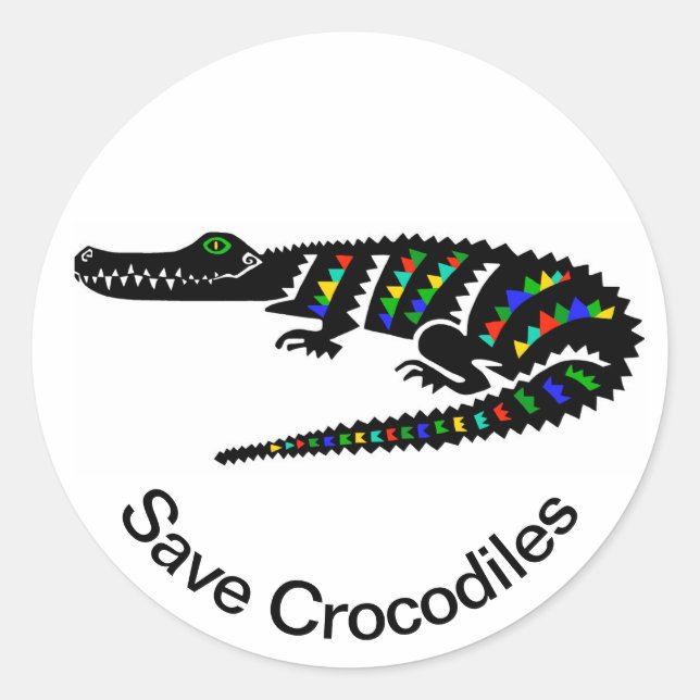 Save  CROCODILES  Conservation- Wildlife - USA Classic Round Sticker (Front)