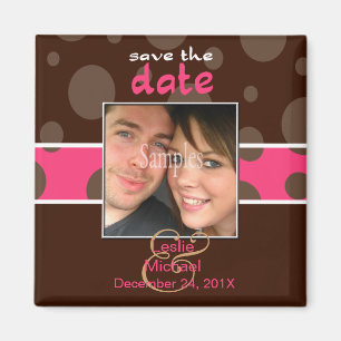 Save/Date Photo magnets/chocolate bubbles/pink Magnet