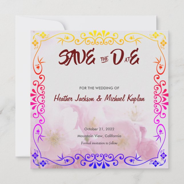 Save Date Wedding Professional Floral Pattern Save The Date (Front)
