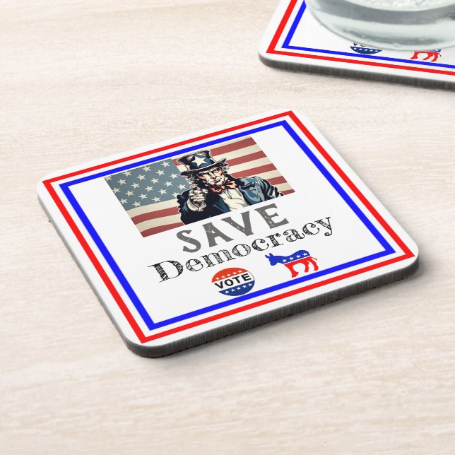 Save Democracy Beverage Coaster (Left Side)