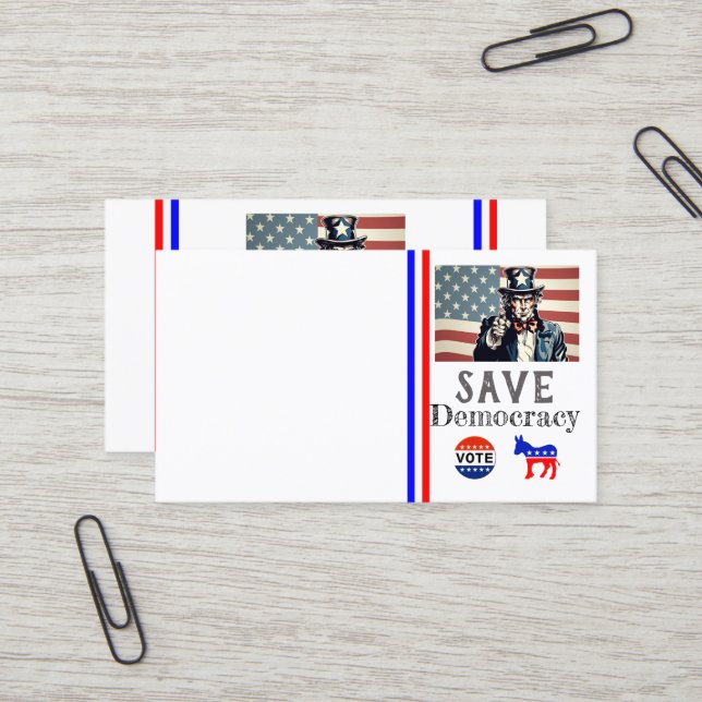 Save Democracy Carte de visite (Devant/Arrière en situation)