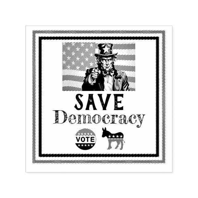 Save Democracy Self-Inking Rubber Stamp (Design)
