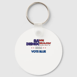 Save Democracy Vote Blue Keychain