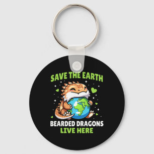 Save Earth Bearded Dragon Design - Funny Animal Ea Keychain