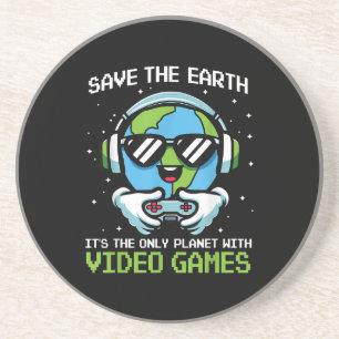 Save Earth Gamer Design - Funny Earth Day Video Ga Coaster