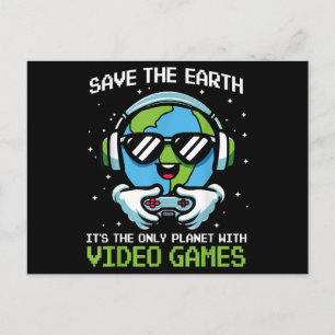 Save Earth Gamer Design - Funny Earth Day Video Ga Postcard
