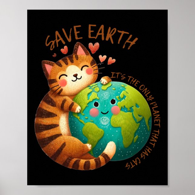 Save Earth It's The Only Planet That Has Cats Eart Poster (Front)