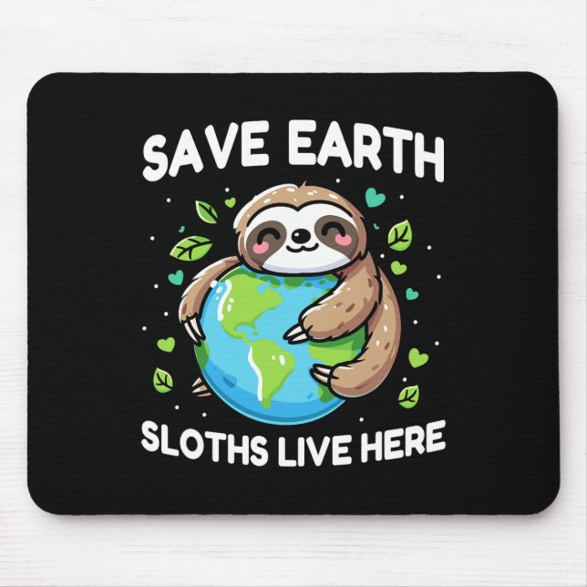 Save Earth Sloth Design - Funny Animal Earth Day  Mouse Pad (Front)