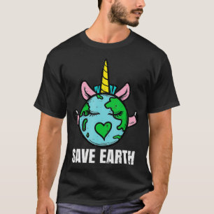 Save Earth Unicorn Face Cute Environment Girls Kid T-Shirt