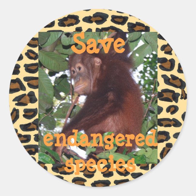 Save Endangered Species Wildlife Classic Round Sticker (Front)
