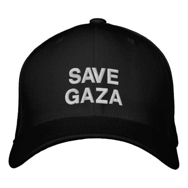 Save Gaza black white modern custom text Embroidered Hat (Front)