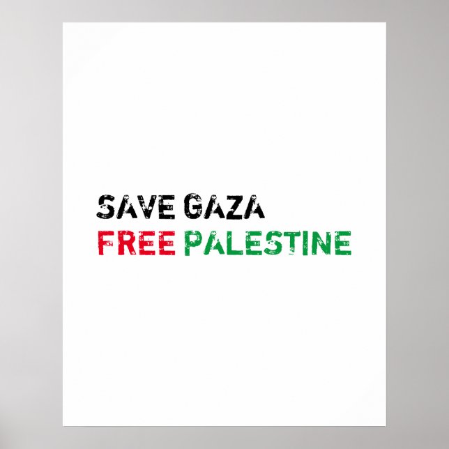 Save Gaza Free Palestine black red green white Poster (Front)