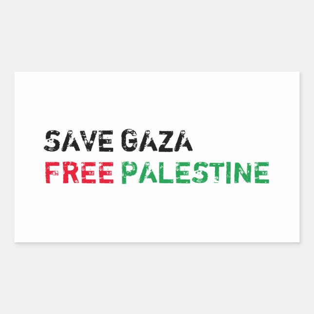 Save Gaza Free Palestine black red green white Sticker (Front)