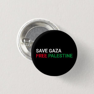 Save Gaza Free Palestine black white red green 1 Inch Round Button
