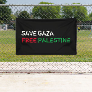 Save Gaza Free Palestine white red green black Banner