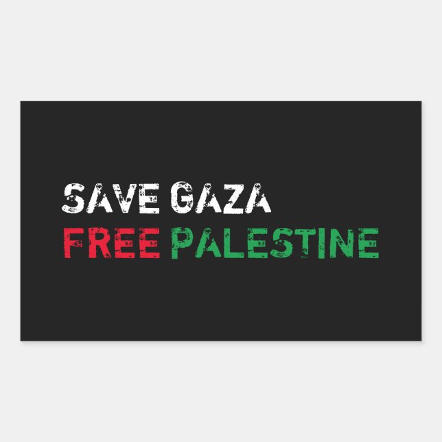 Save Gaza Free Palestine white red green black Sticker (Front)